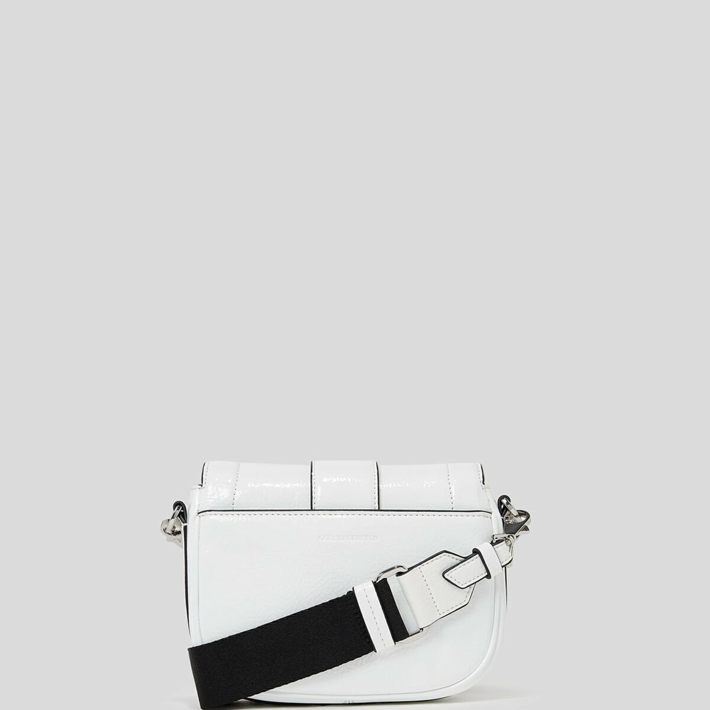 White Women's Karl Lagerfeld K/Saddle Patent Small Shoulder Bags | AE853GDYS