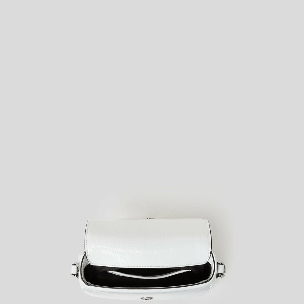 White Women's Karl Lagerfeld K/Saddle Patent Small Shoulder Bags | AE853GDYS