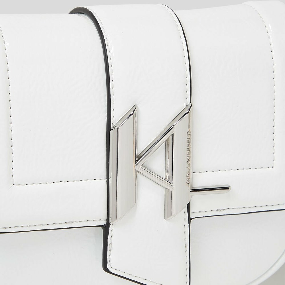 White Women's Karl Lagerfeld K/Saddle Patent Small Shoulder Bags | AE853GDYS