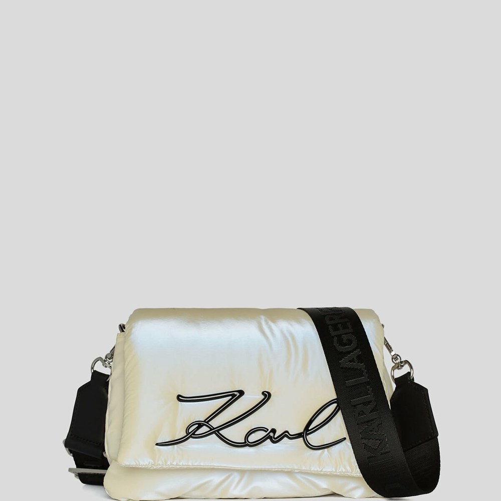 White Women's Karl Lagerfeld K/Signature Soft Shoulder Bags | AE387FOZD