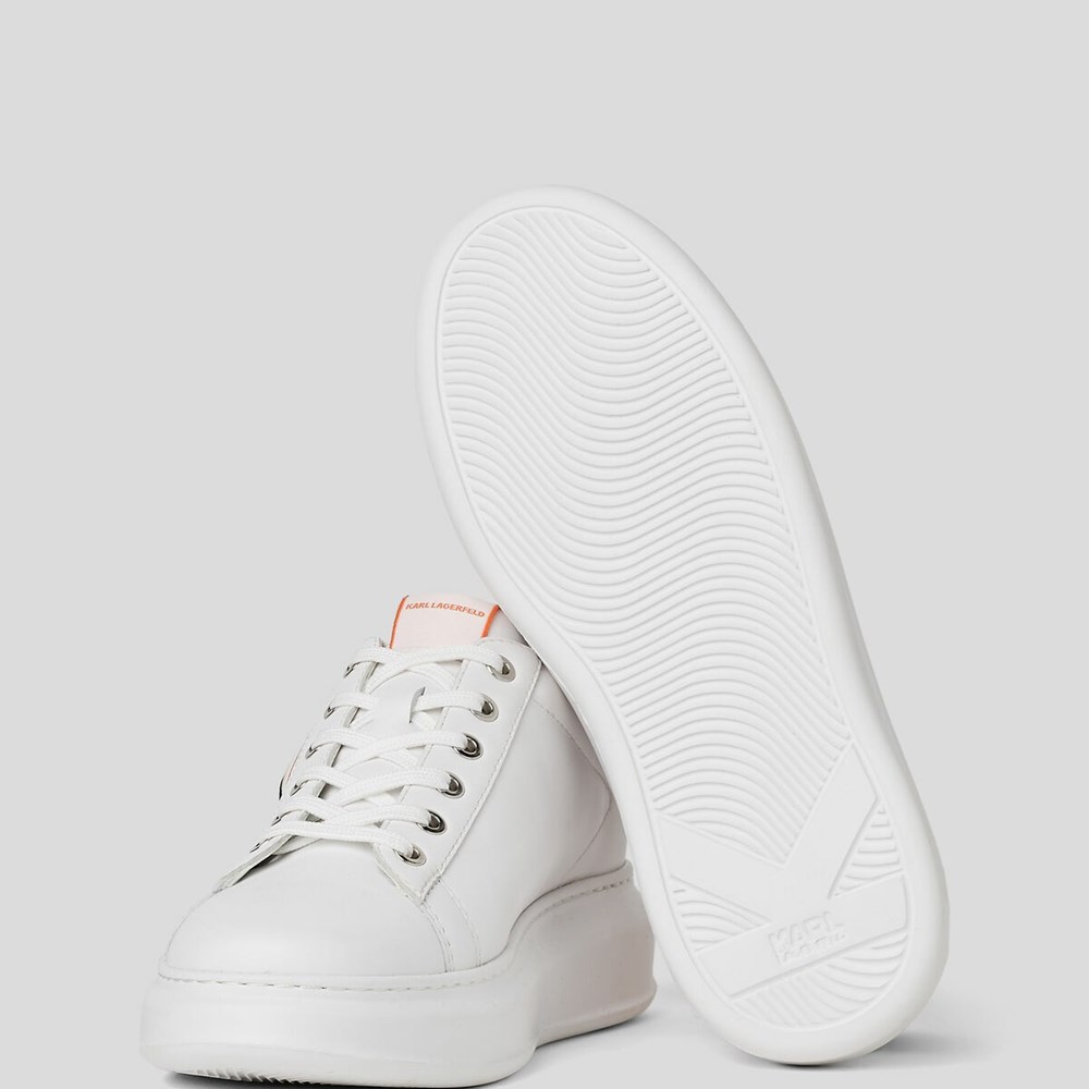 White Women's Karl Lagerfeld Kapri Ikonic Logo Sneakers | AE410VRUA