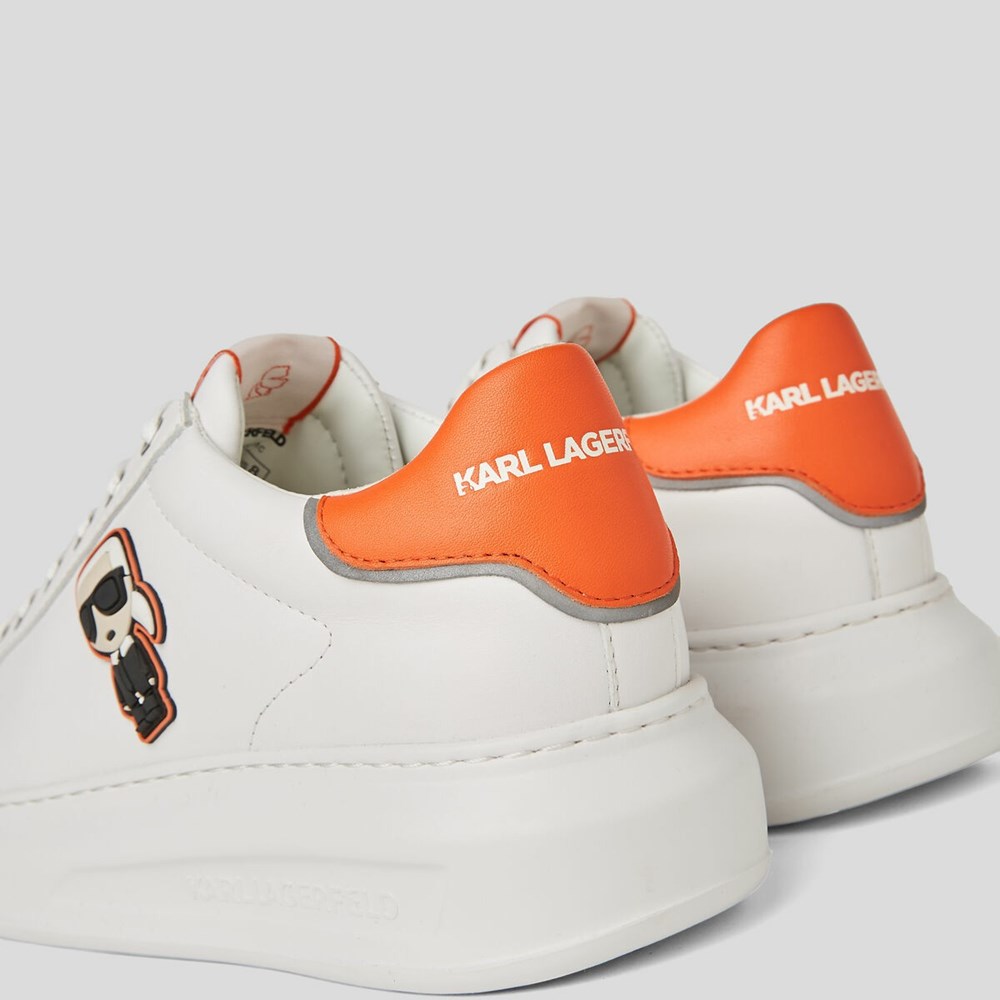 White Women's Karl Lagerfeld Kapri Ikonic Logo Sneakers | AE410VRUA