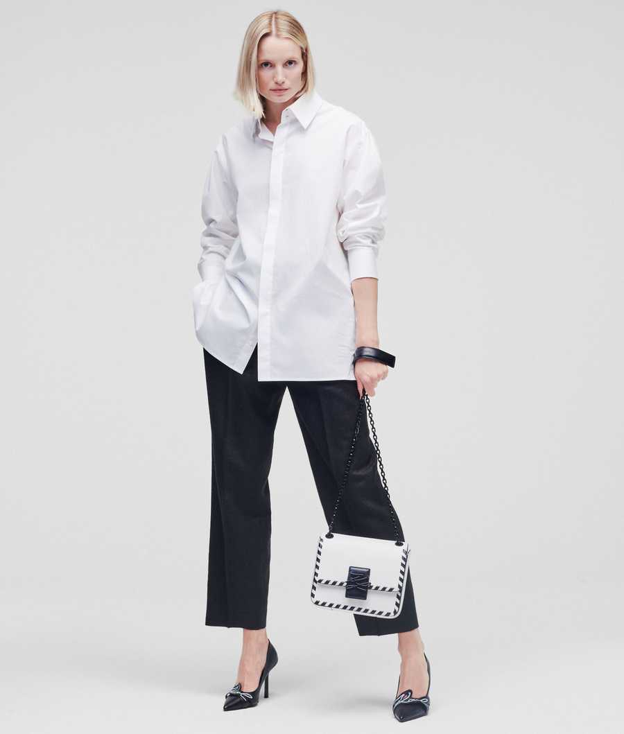 White Women's Karl Lagerfeld Karl By Karl Poplin Blouses | AE709PTAD