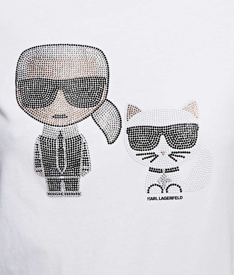 White Women's Karl Lagerfeld Karl & Choupette Ikonik Tee T-Shirts | AE462RJLY