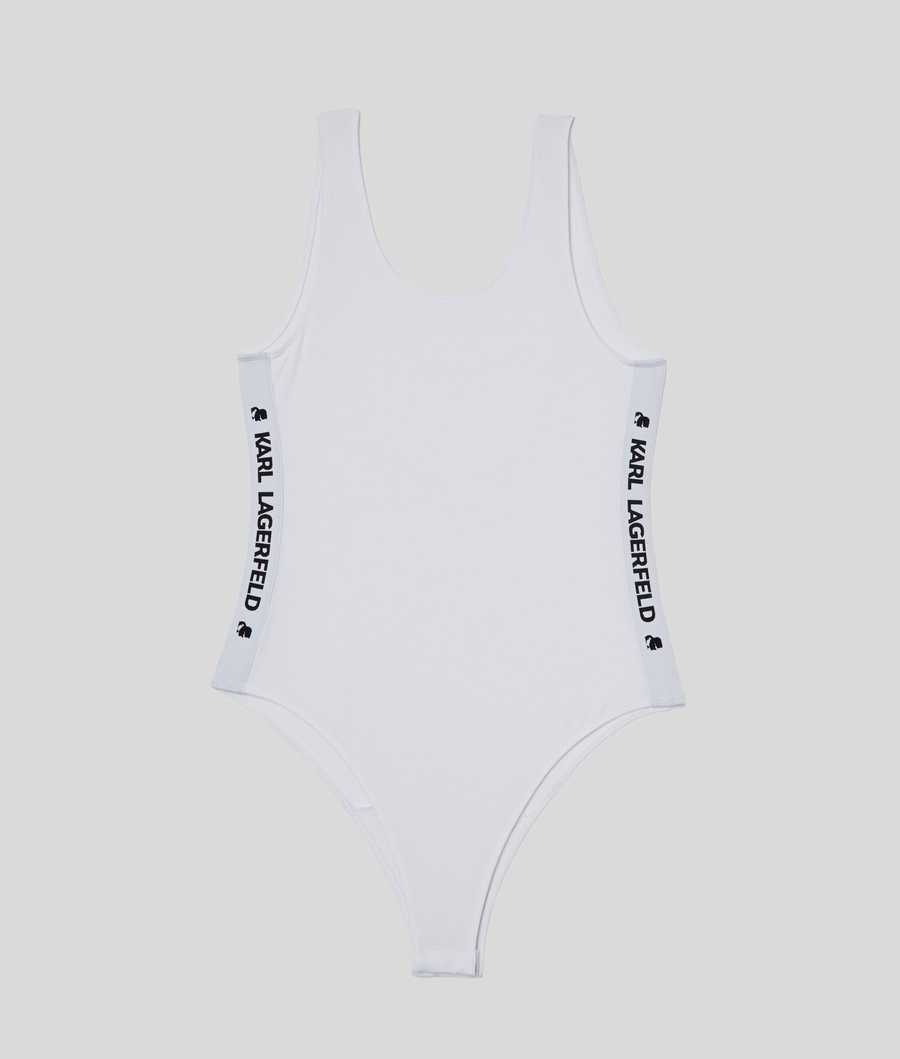 White Women's Karl Lagerfeld Karl Logo Bodysuit Underwear | AE250YPXA