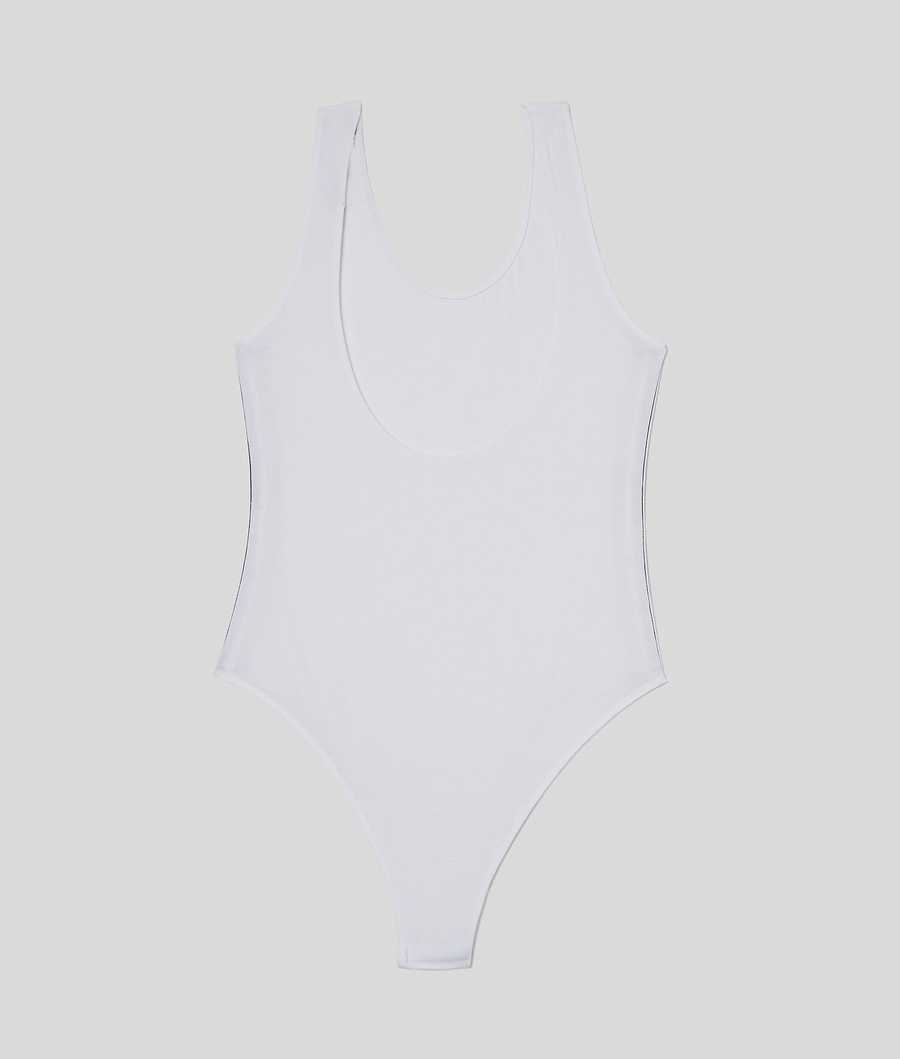 White Women's Karl Lagerfeld Karl Logo Bodysuit Underwear | AE250YPXA