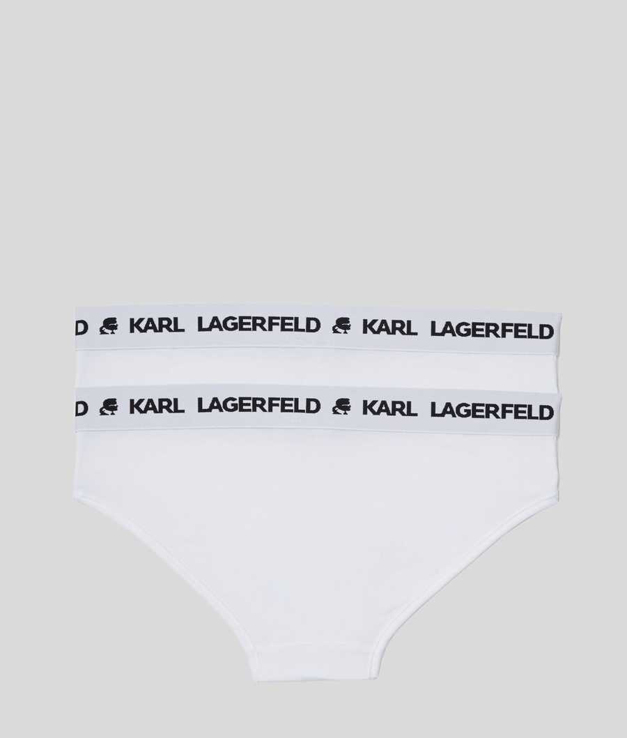 White Women's Karl Lagerfeld Karl Logo Hipster Briefs - 2 Pack Underwear | AE950DSQH