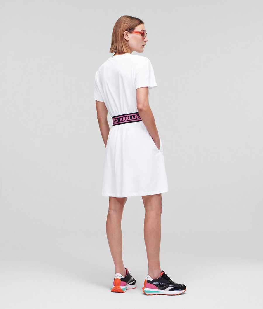 White Women's Karl Lagerfeld Karl Logo Jersey Dresses | AE423ILYF