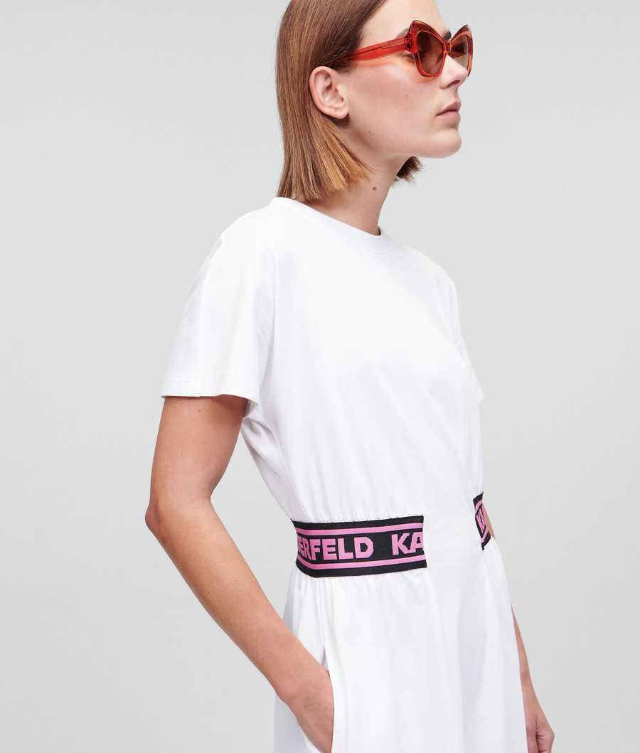 White Women's Karl Lagerfeld Karl Logo Jersey Dresses | AE423ILYF