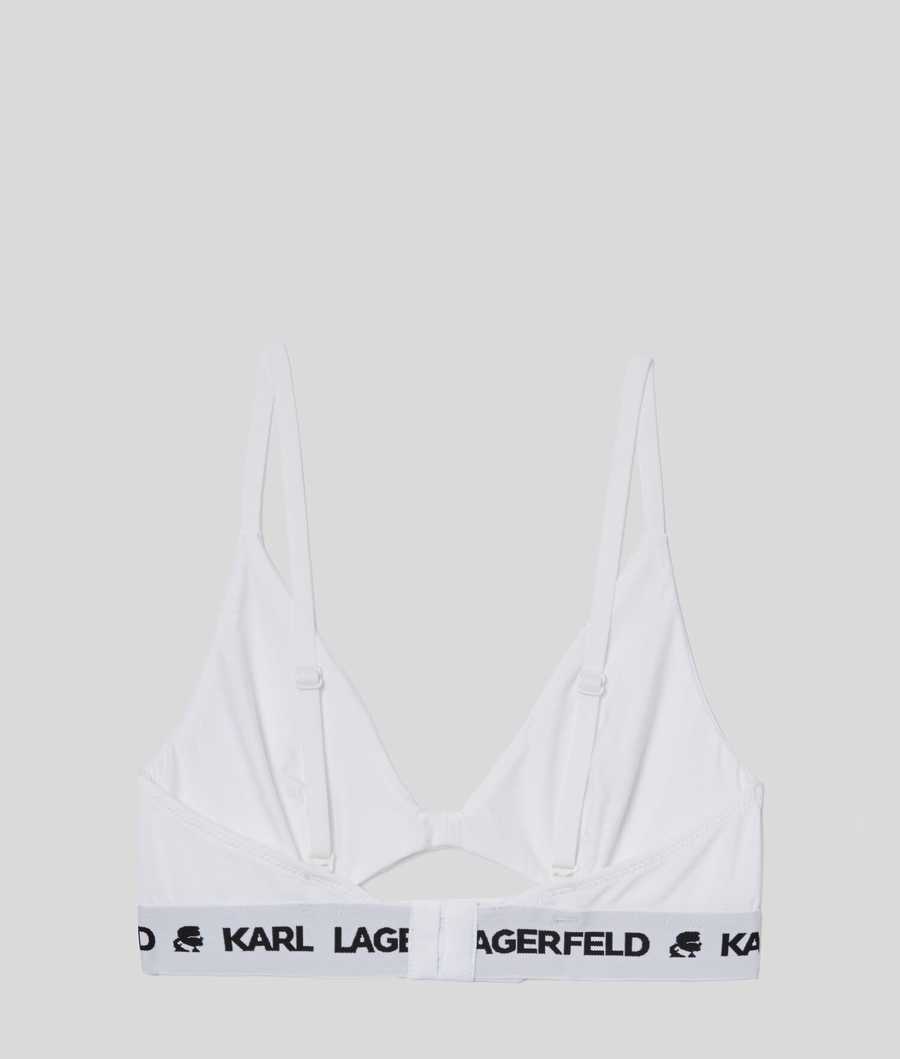 White Women's Karl Lagerfeld Karl Logo Peephole Bra Underwear | AE490ULES