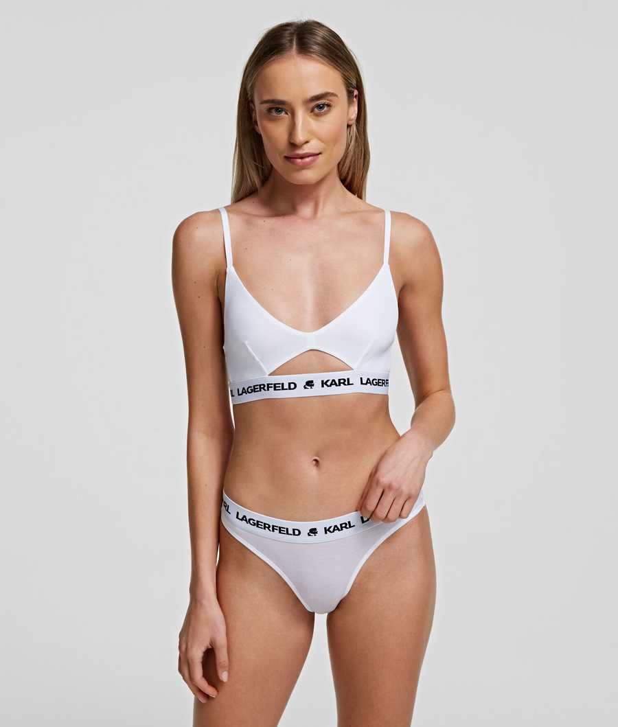 White Women's Karl Lagerfeld Karl Logo Peephole Bra Underwear | AE490ULES