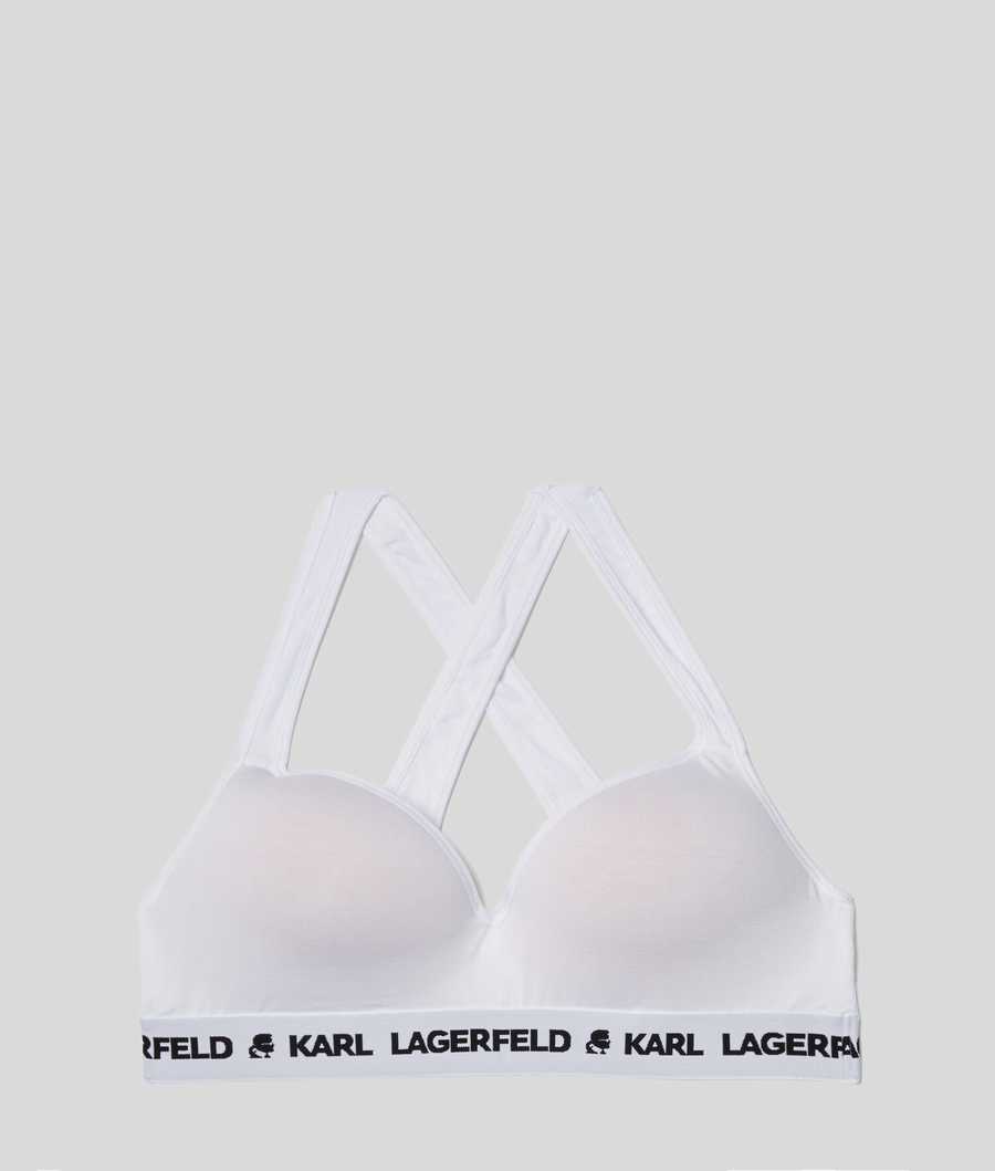 White Women's Karl Lagerfeld Karl Logo Padded Bra Underwear | AE594OGXJ