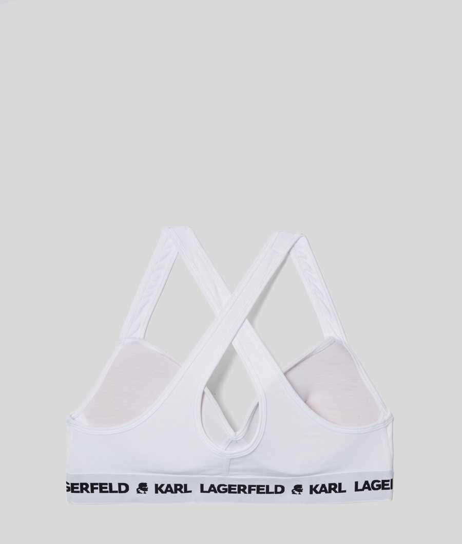 White Women's Karl Lagerfeld Karl Logo Padded Bra Underwear | AE594OGXJ