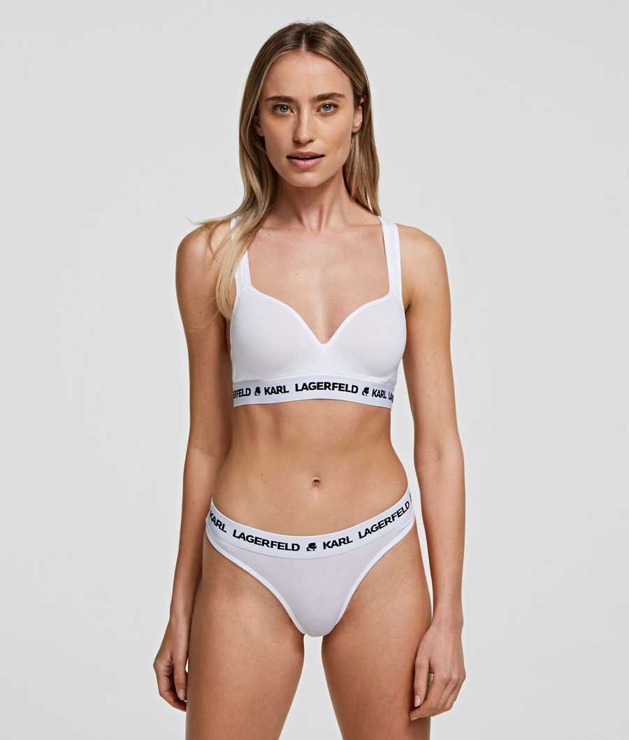 White Women\'s Karl Lagerfeld Karl Logo Padded Bra Underwear | AE594OGXJ