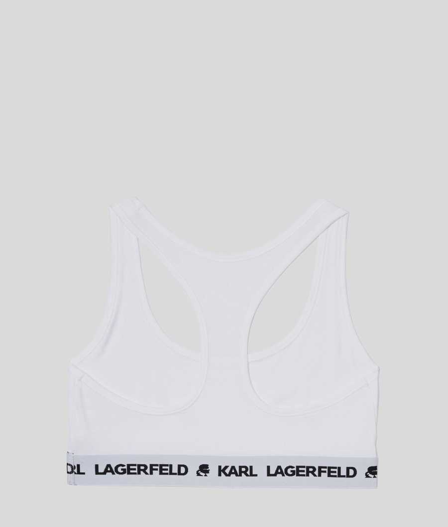 White Women's Karl Lagerfeld Karl Logo Sports Bra Underwear | AE105ROTA