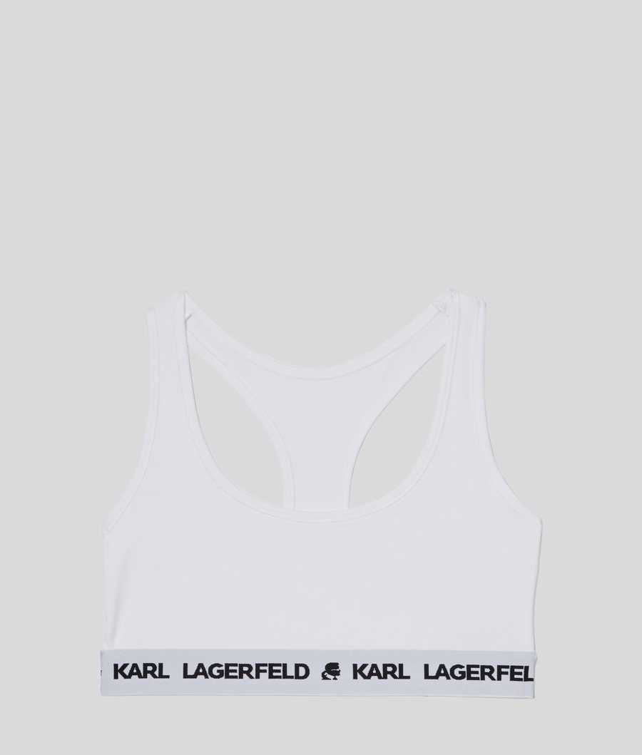 White Women\'s Karl Lagerfeld Karl Logo Sports Bra Underwear | AE105ROTA