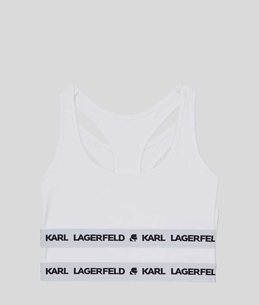 White Women\'s Karl Lagerfeld Karl Logo Sports Bra - 2 Pack Underwear | AE165LWUB