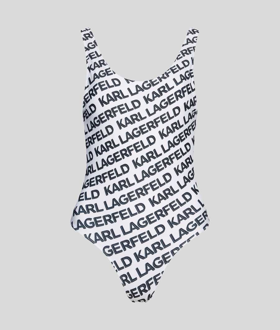 White Women's Karl Lagerfeld Karl Logo Swimsuits Beachwear | AE975TDIB