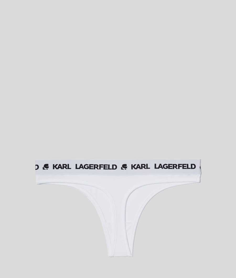 White Women's Karl Lagerfeld Karl Logo Thong Underwear | AE392CEYT