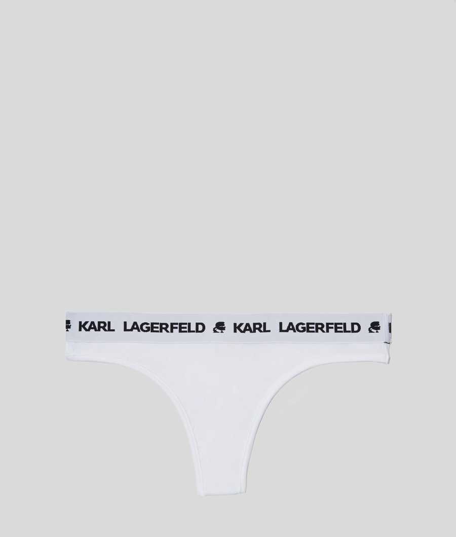 White Women\'s Karl Lagerfeld Karl Logo Thong Underwear | AE392CEYT