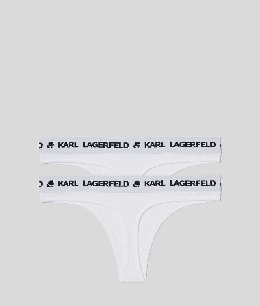 White Women's Karl Lagerfeld Karl Logo Thong - 2 Pack Underwear | AE917JVXI