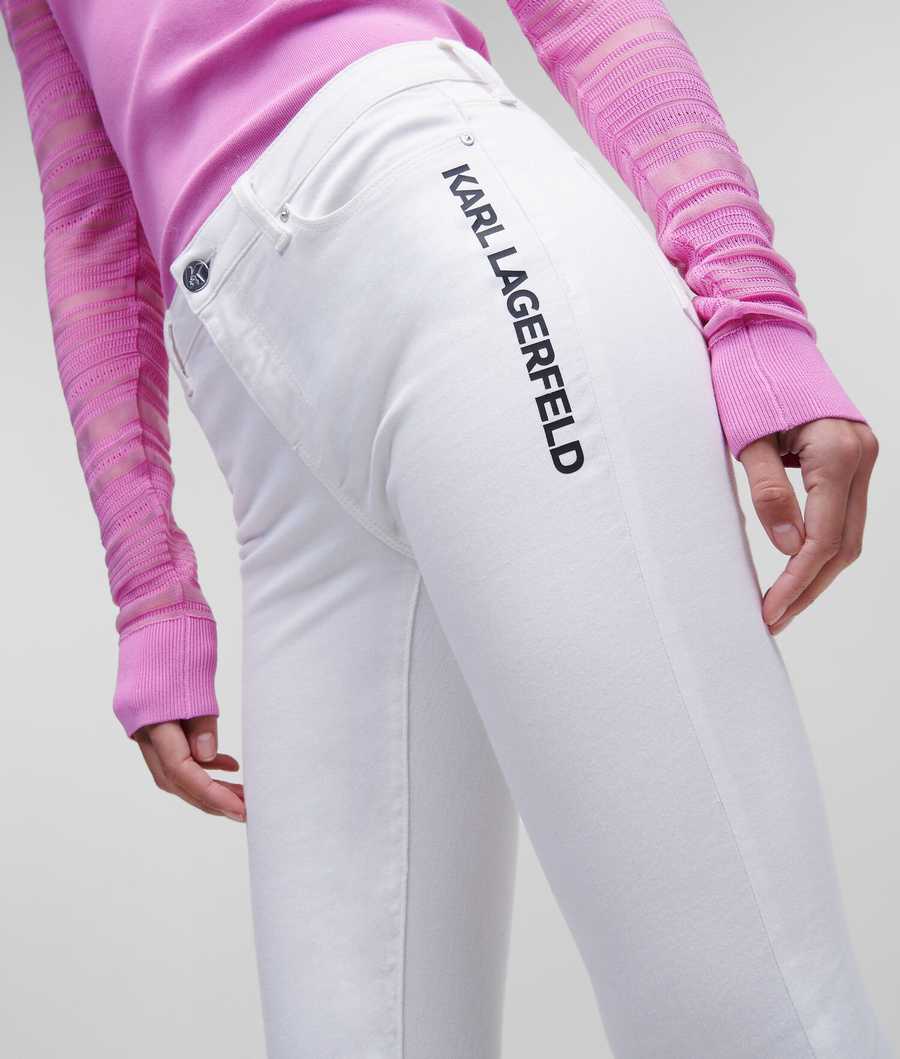 White Women's Karl Lagerfeld Karl Logo White Skinny Jeans | AE154KPRE