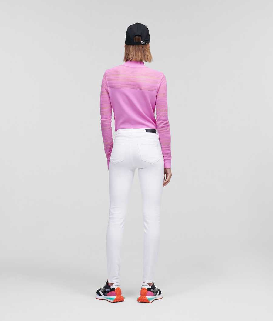 White Women's Karl Lagerfeld Karl Logo White Skinny Jeans | AE154KPRE