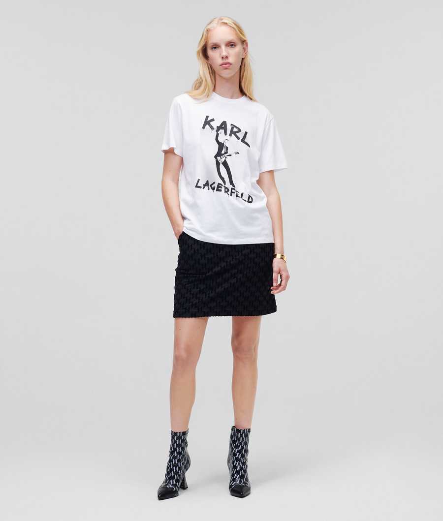 White Women's Karl Lagerfeld Karl Series Oversized T-Shirts | AE208FMSB