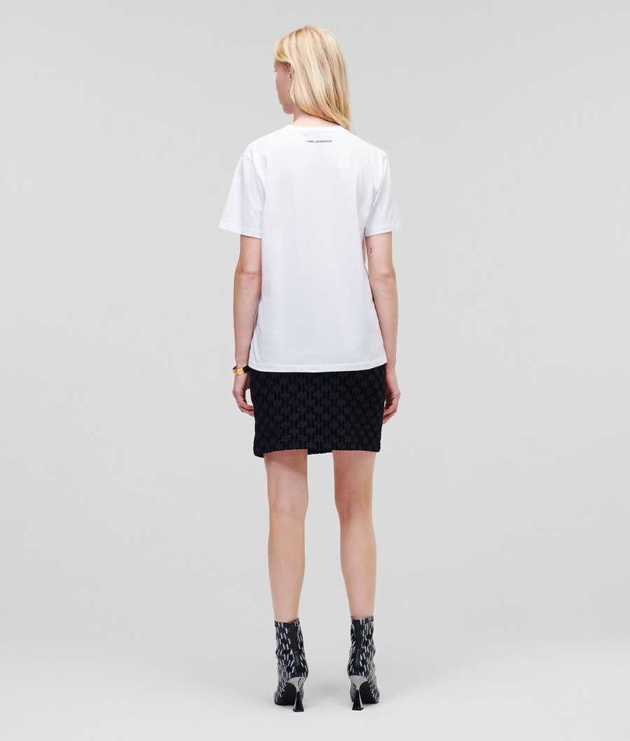 White Women's Karl Lagerfeld Karl Series Oversized T-Shirts | AE208FMSB