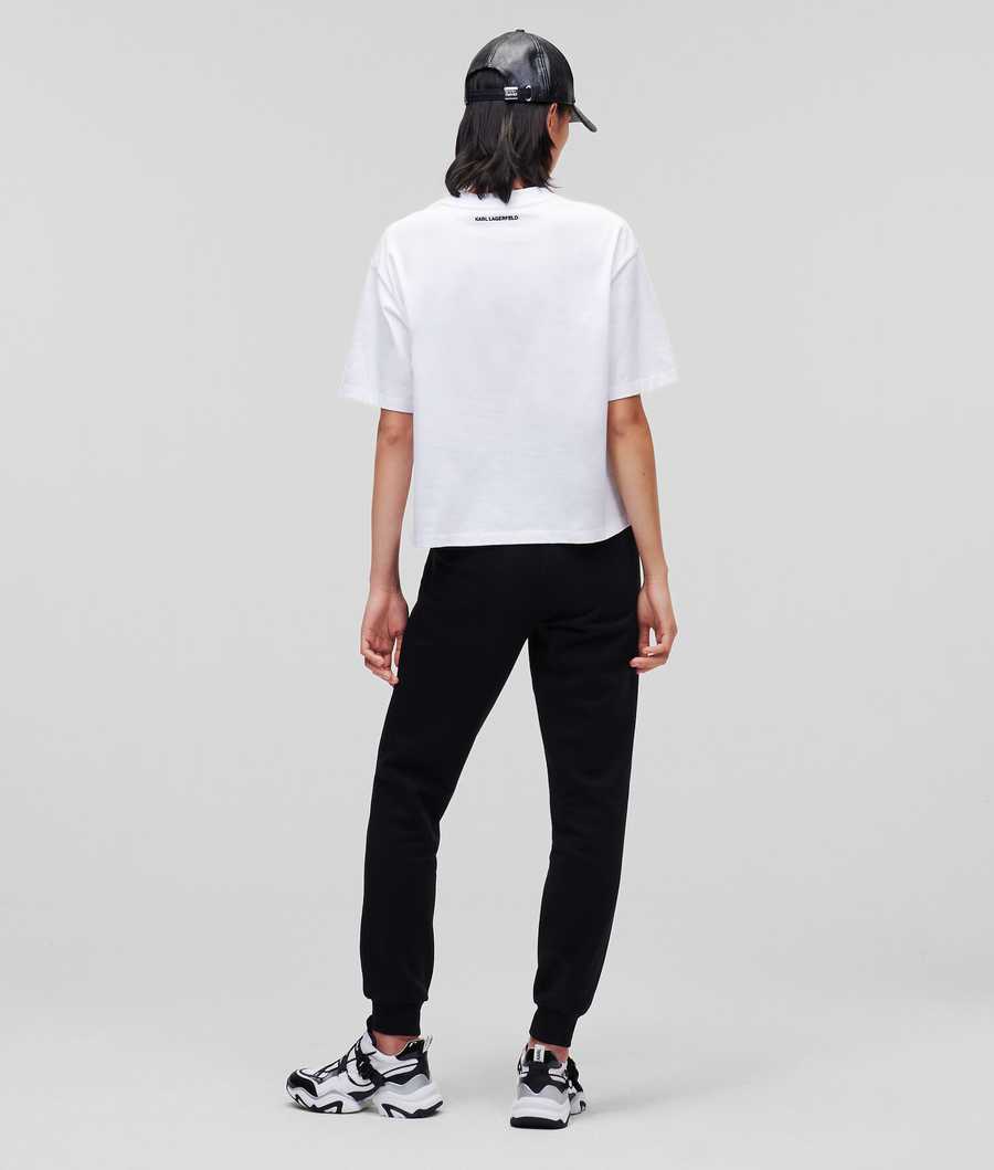 White Women's Karl Lagerfeld Karl Signature Hem T-Shirts | AE162BDKT