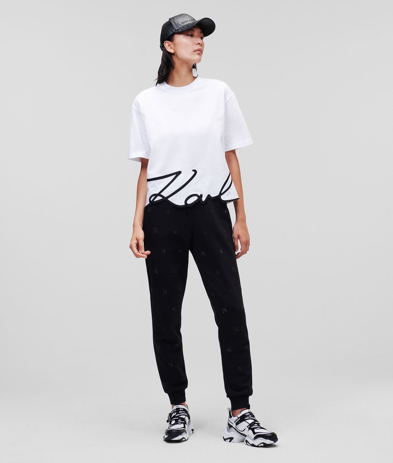 White Women\'s Karl Lagerfeld Karl Signature Hem T-Shirts | AE162BDKT