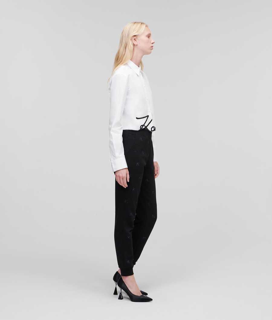 White Women's Karl Lagerfeld Karl Signature Cropped Blouses | AE628YZXD