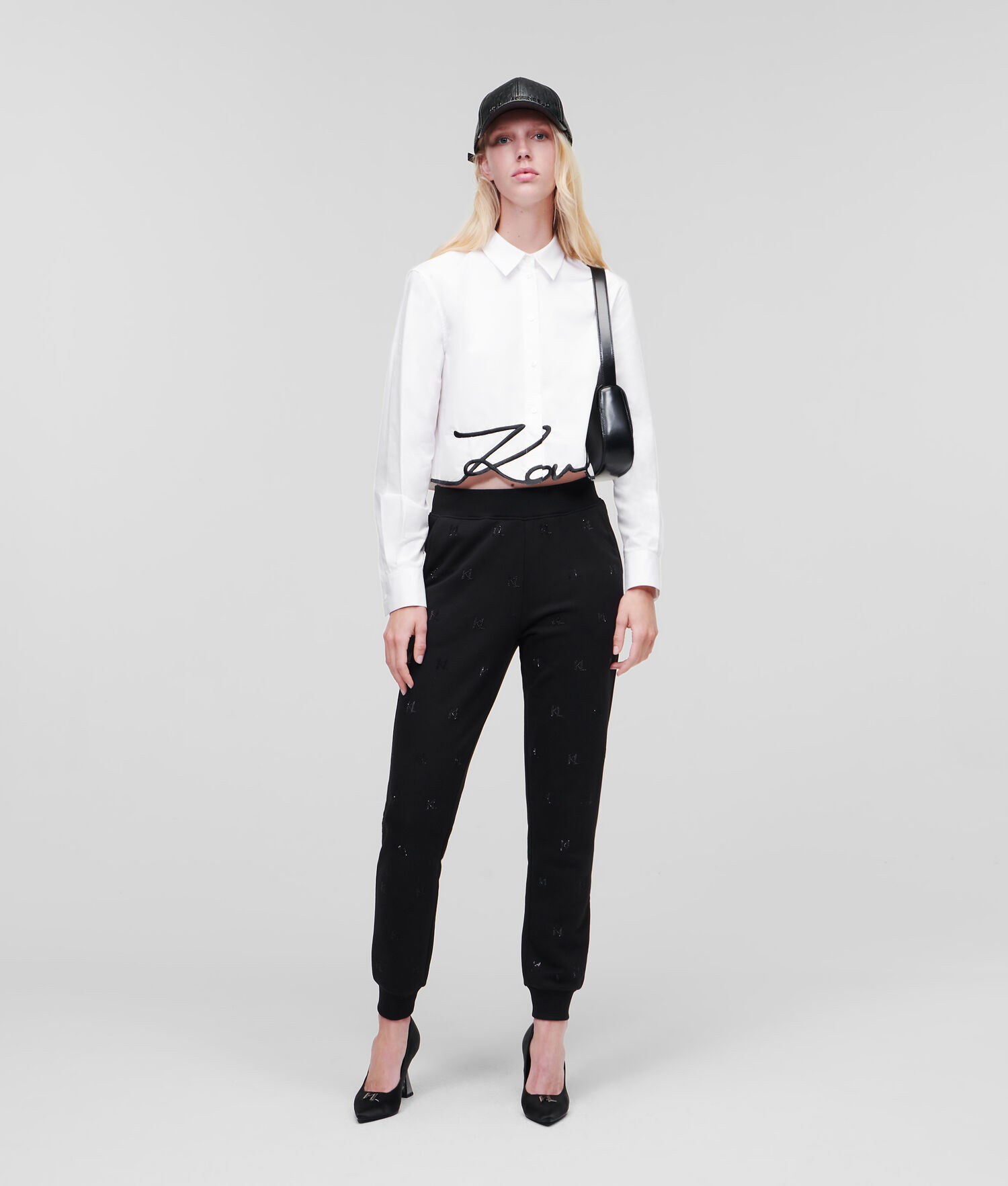 White Women's Karl Lagerfeld Karl Signature Cropped Blouses | AE628YZXD