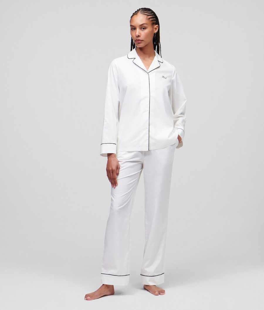 White Women's Karl Lagerfeld Karl Signature Pyjama Set Sleepwear | AE859YJFN