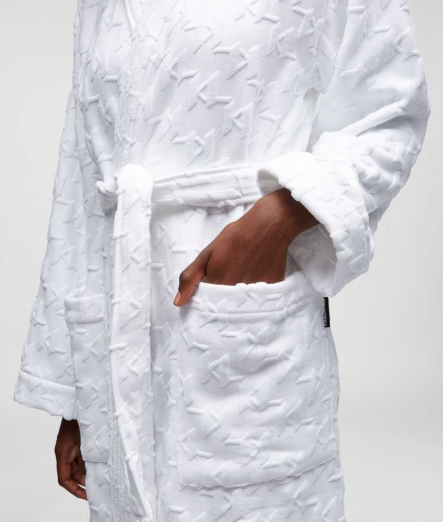 White Women's Karl Lagerfeld Kl Monogram Bathrobe Loungewear | AE854ISFK