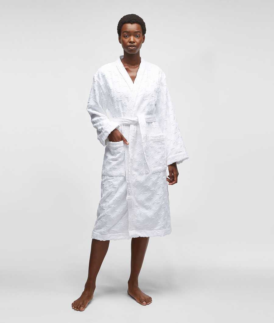 White Women\'s Karl Lagerfeld Kl Monogram Bathrobe Loungewear | AE854ISFK