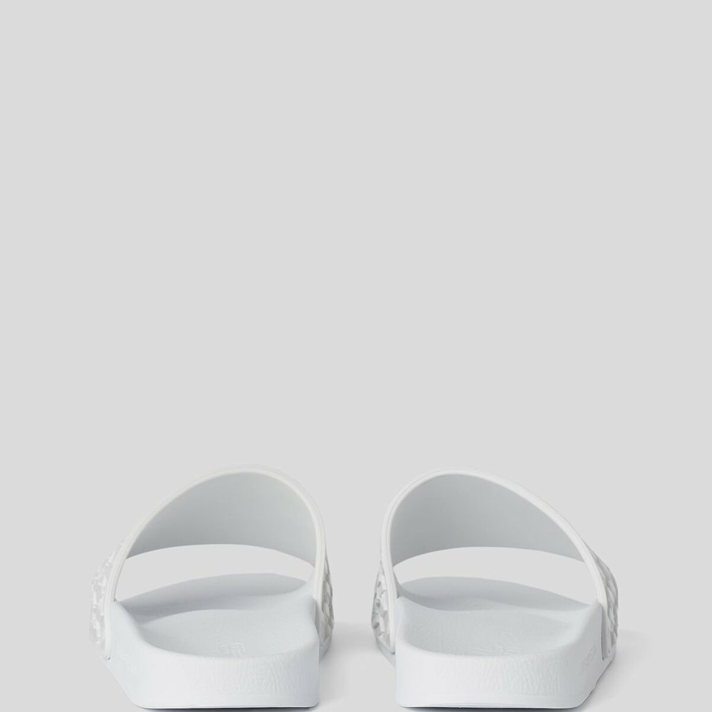 White Women's Karl Lagerfeld Kondo Kl Monogram Slide Sandals & Flats | AE429RWED