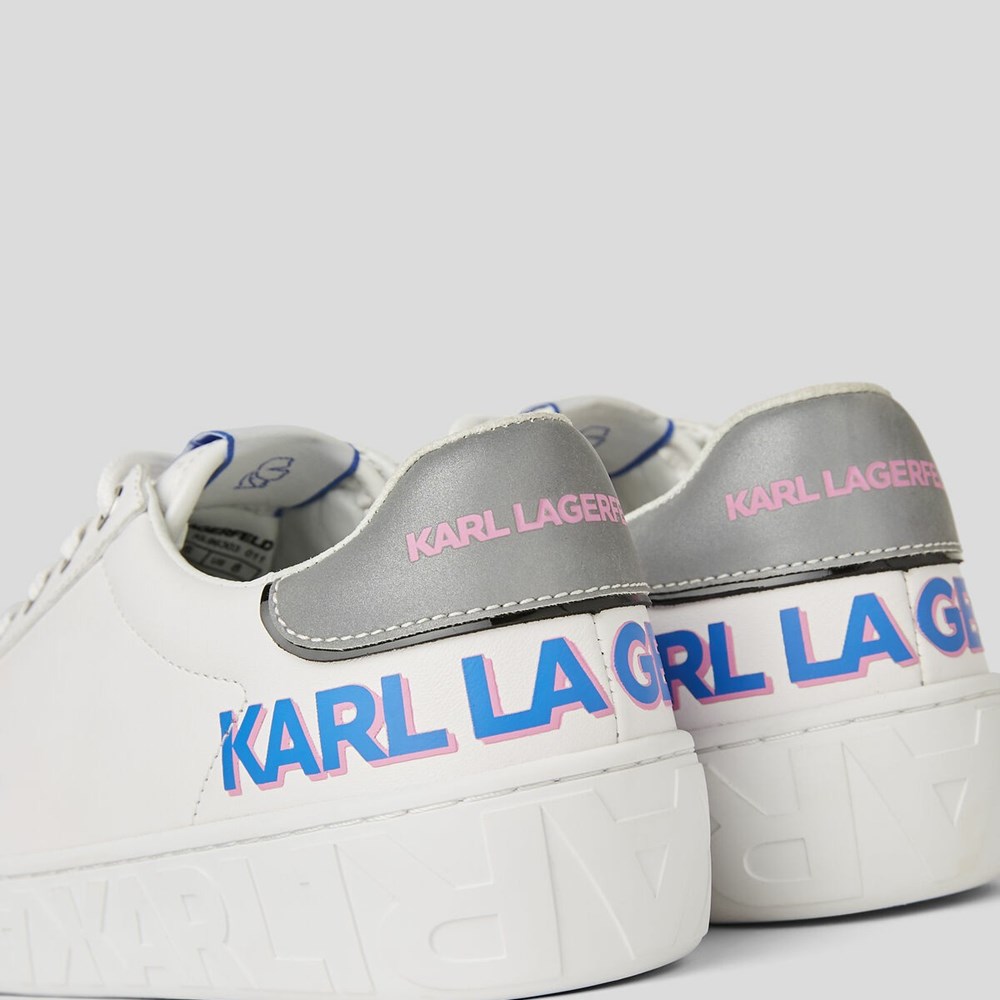 White Women's Karl Lagerfeld Kupsole Iii Reflekt Logo Sneakers | AE056VQXS