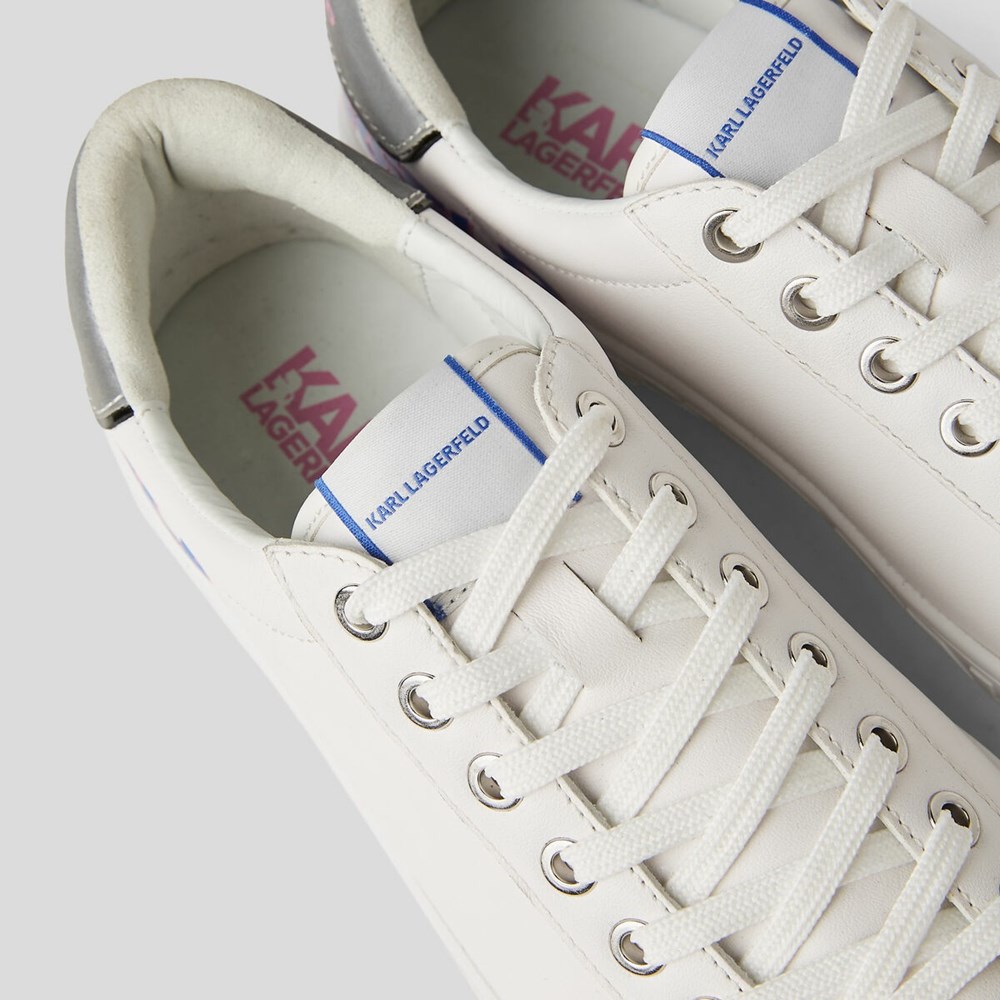 White Women's Karl Lagerfeld Kupsole Iii Reflekt Logo Sneakers | AE056VQXS