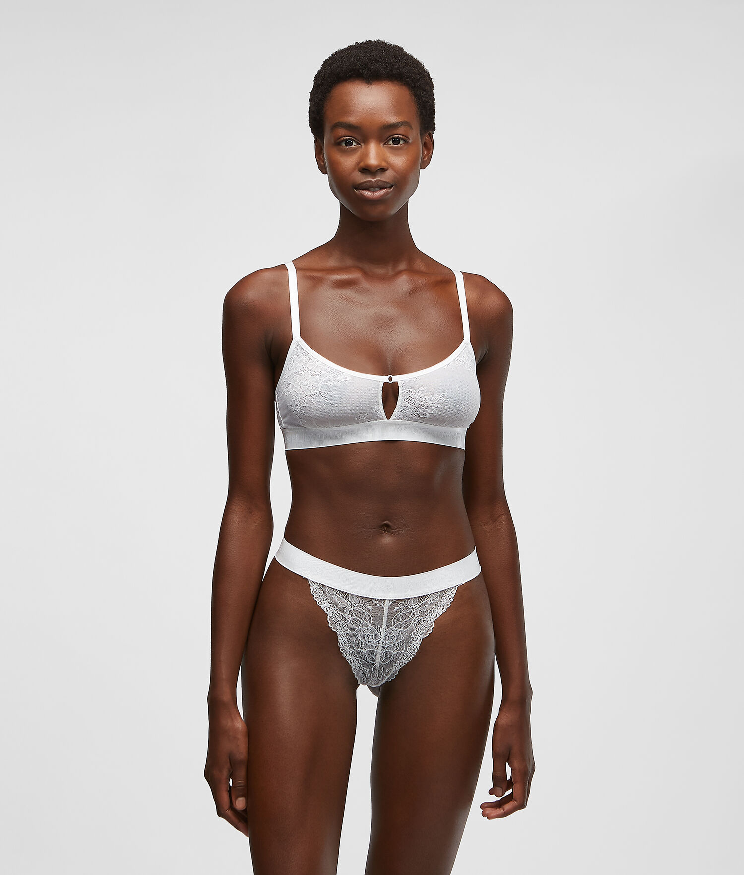 White Women's Karl Lagerfeld Lace Brazilian Briefs Underwear | AE065UVPO