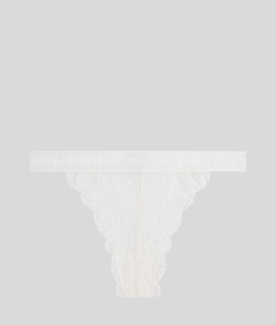 White Women\'s Karl Lagerfeld Lace Brazilian Brief Underwear | AE085UIMW