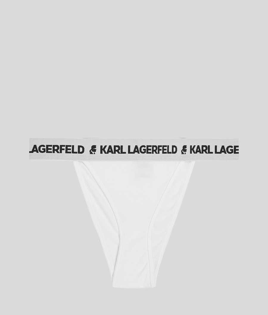 White Women\'s Karl Lagerfeld Logo Brazilian Briefs Underwear | AE730PSBR