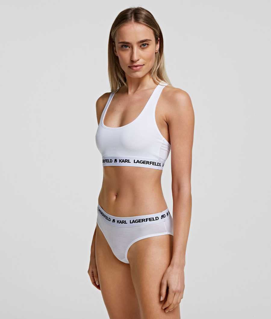 White Women's Karl Lagerfeld Logo Briefs Underwear | AE534XBWH