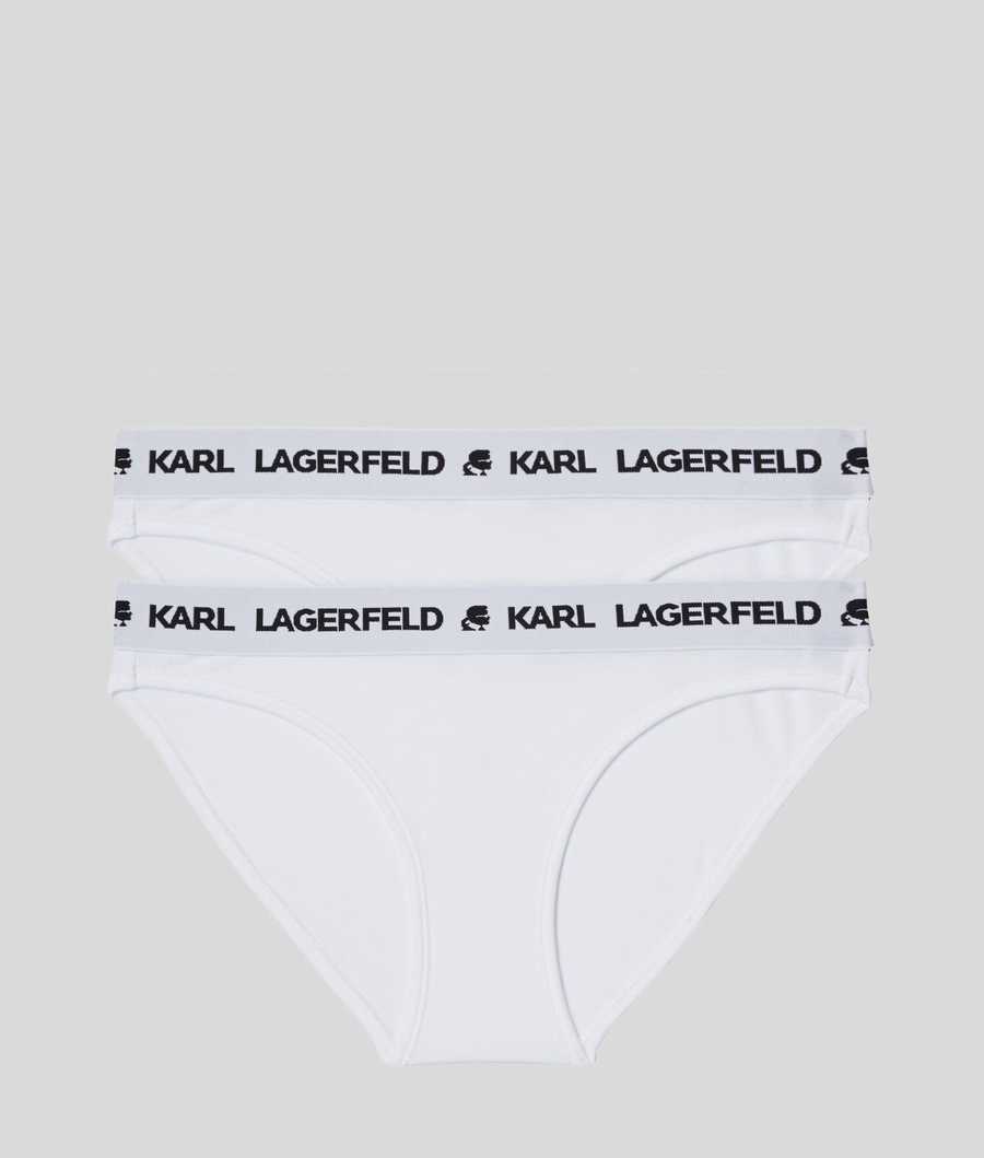 White Women\'s Karl Lagerfeld Logo Briefs - 2 Pack Underwear | AE761XIDV