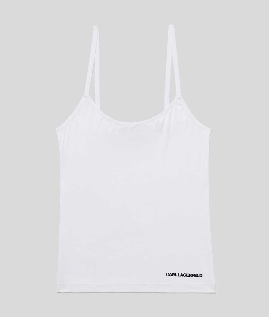 White Women's Karl Lagerfeld Logo Camisole Underwear | AE820BHTD