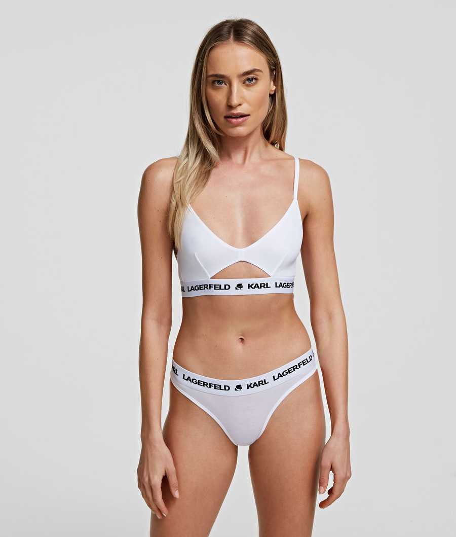 White Women's Karl Lagerfeld Logo Hipster Briefs Underwear | AE938VOQU