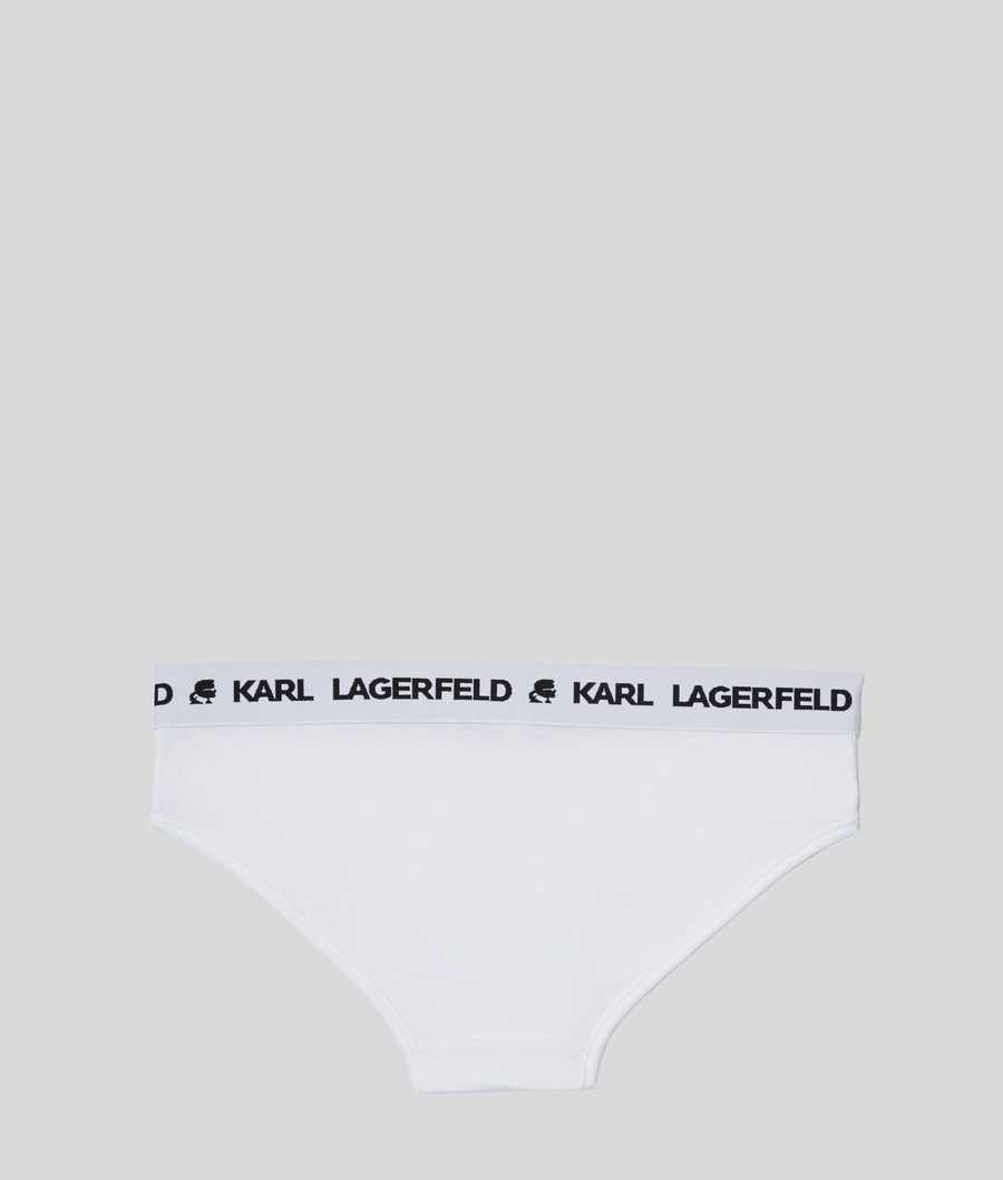 White Women's Karl Lagerfeld Logo Hipster Briefs Underwear | AE938VOQU