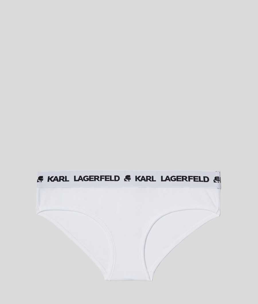 White Women\'s Karl Lagerfeld Logo Hipster Briefs Underwear | AE938VOQU