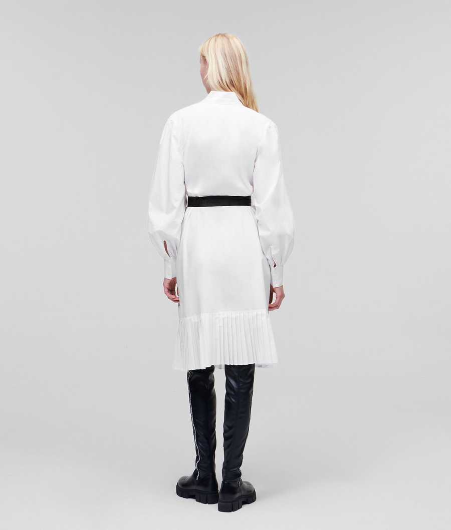 White Women's Karl Lagerfeld Pleated Hem Dresses | AE392TYCR