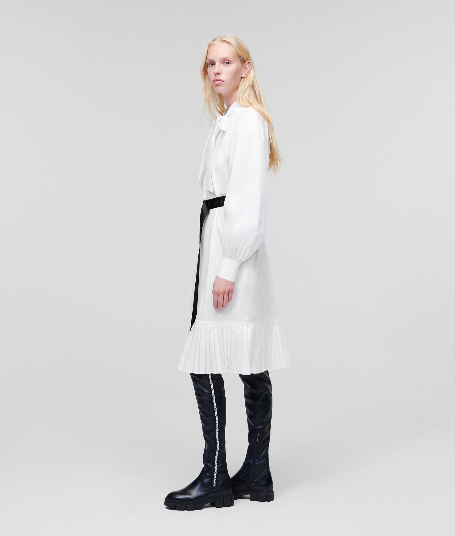 White Women's Karl Lagerfeld Pleated Hem Dresses | AE392TYCR